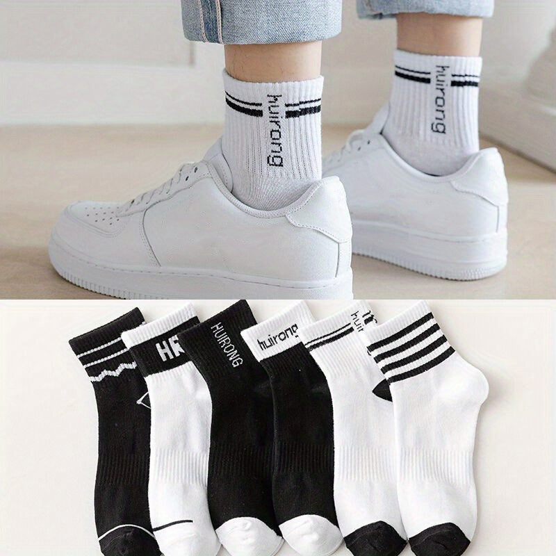 Men's Thin Cotton Sweat Absorbent Short Socks (5 Pairs)