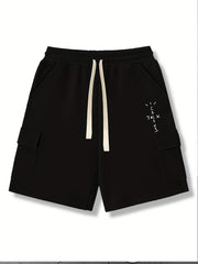 Men's Comfy Cactus Cargo Shorts Elastic Waist Drawstring for Summer