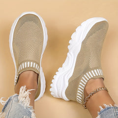 Women's Knit Slip-On Platform Sneakers Breathable Casual Daily Shoes