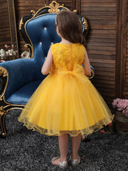 Girls Princess Dress Bow Sequin Tulle Tutu Dress Wedding Flower Girls