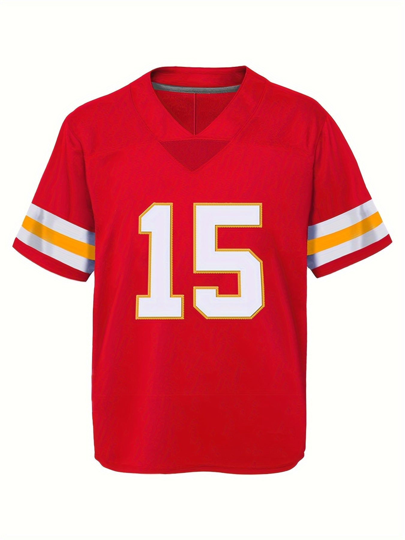 Youth Red Football Jersey V-Neck Short Sleeve Uniform for Games