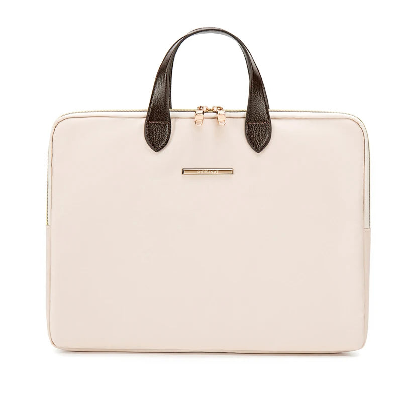 14 Inch Waterproof Laptop Bag for Women Lightweight Pu Leather Handle Business