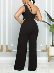 One Shoulder Wide Leg Jumpsuit for Women