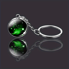 12 Constellations Double Side Glass Ball Key Ring Glow At Night