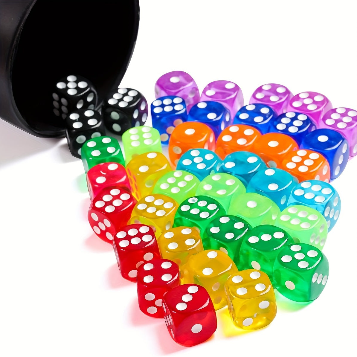 50pcs Multicolor Dice Set for Board Games 14mm, Math Learning Classroom