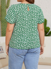 Ditsy Floral Print Butterfly Sleeve Blouse