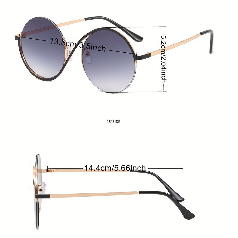 Round Metal Sunglasses Gradient Glasses UV400