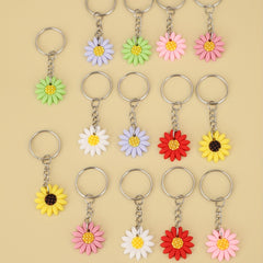 14pcs Flower Charm Keychain PVC Sun Flower Pendant Mother's Gift