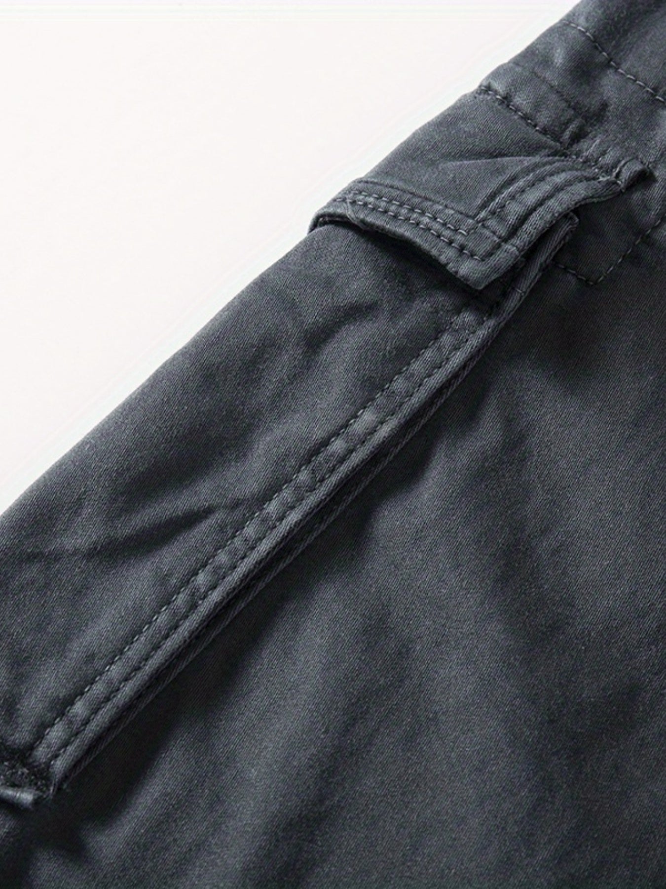 Cotton Solid Flap Pockets Straight Leg Cargo Pants Men Work Hiking Fishing