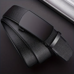 Men's Leather Belt with Automatic Buckle for Business and Wedding Season