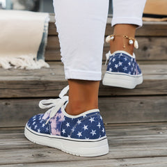 Women's Tie Dye StarPattern Skate Shoes Lightweight Non-Slip Board Shoes