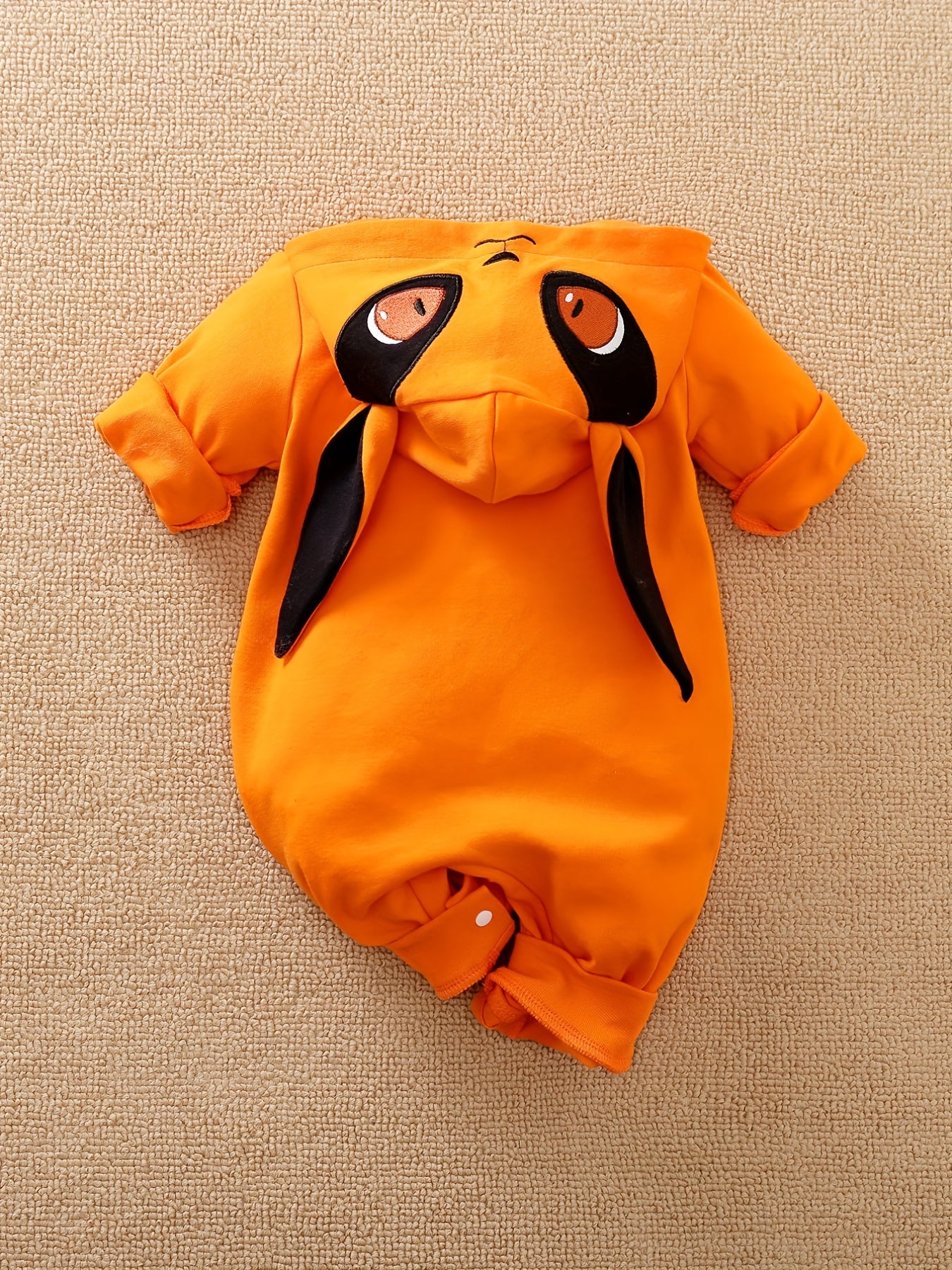 Fox Embroidered Baby Hooded Cotton Jumpsuit Unisex Bodysuit