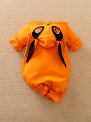 Fox Embroidered Baby Hooded Cotton Jumpsuit Unisex Bodysuit
