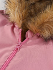 Toddler Girls Warm Fleece Lined Zip Jacket Coat With Pocket