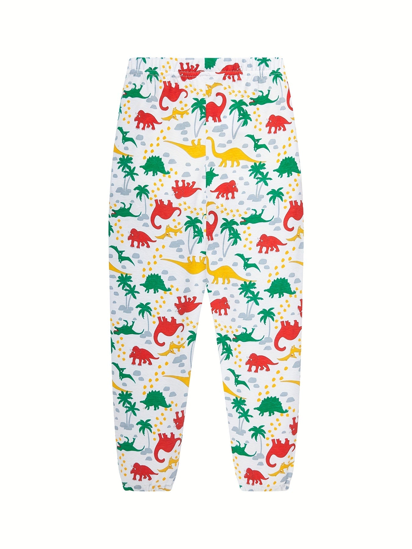Boys Dinosaur Print Pajamas Set Long Sleeves & Bottoms