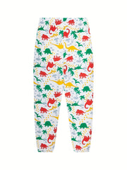 Boys Dinosaur Print Pajamas Set Long Sleeves & Bottoms