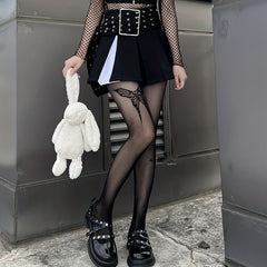 Butterfly Pattern Fishnet Tights High Waist Pantyhose