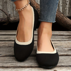 Women's Colorblock Flying Woven Flat Shoes Pointed Toe Slip On Shoes