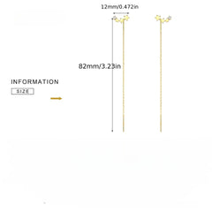 Long Wire Tassel Thread Chain Climb Heart Beads Pendants Drop Earrings