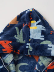 Kid's Crocodile Pattern Hooded Flannel Bathrobe PJ for Autumn Winter