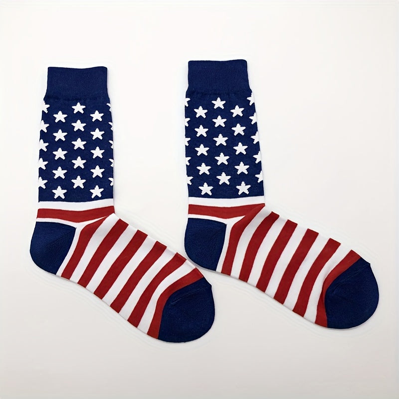 American Flag Crew Socks 2 Pairs Women's Mid Tube Stockings