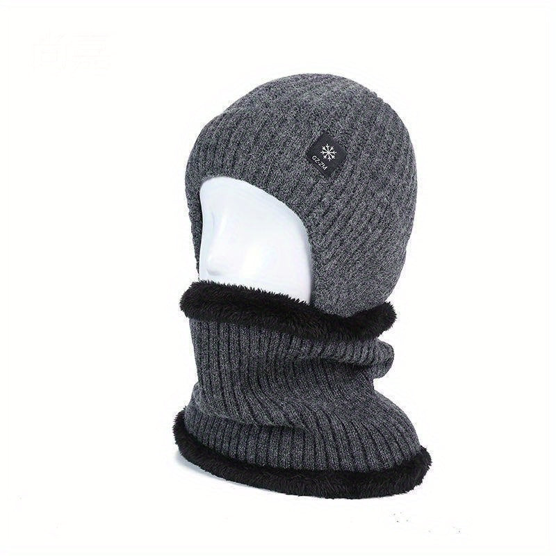 Men's Winter Knitted Beanie Hat for Elderly, Ear Protection