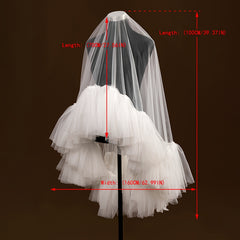 Ruffled Train Bridal Veil & Cascading Skirt