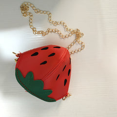 Strawberry Zipper Shoulder Bag Messenger Coin Purse Wallet With Chain Crossbody