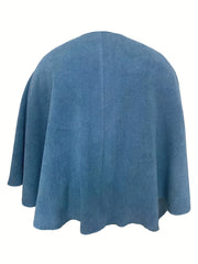 Solid Fleece Bat Sleeve Open Front Cardigan