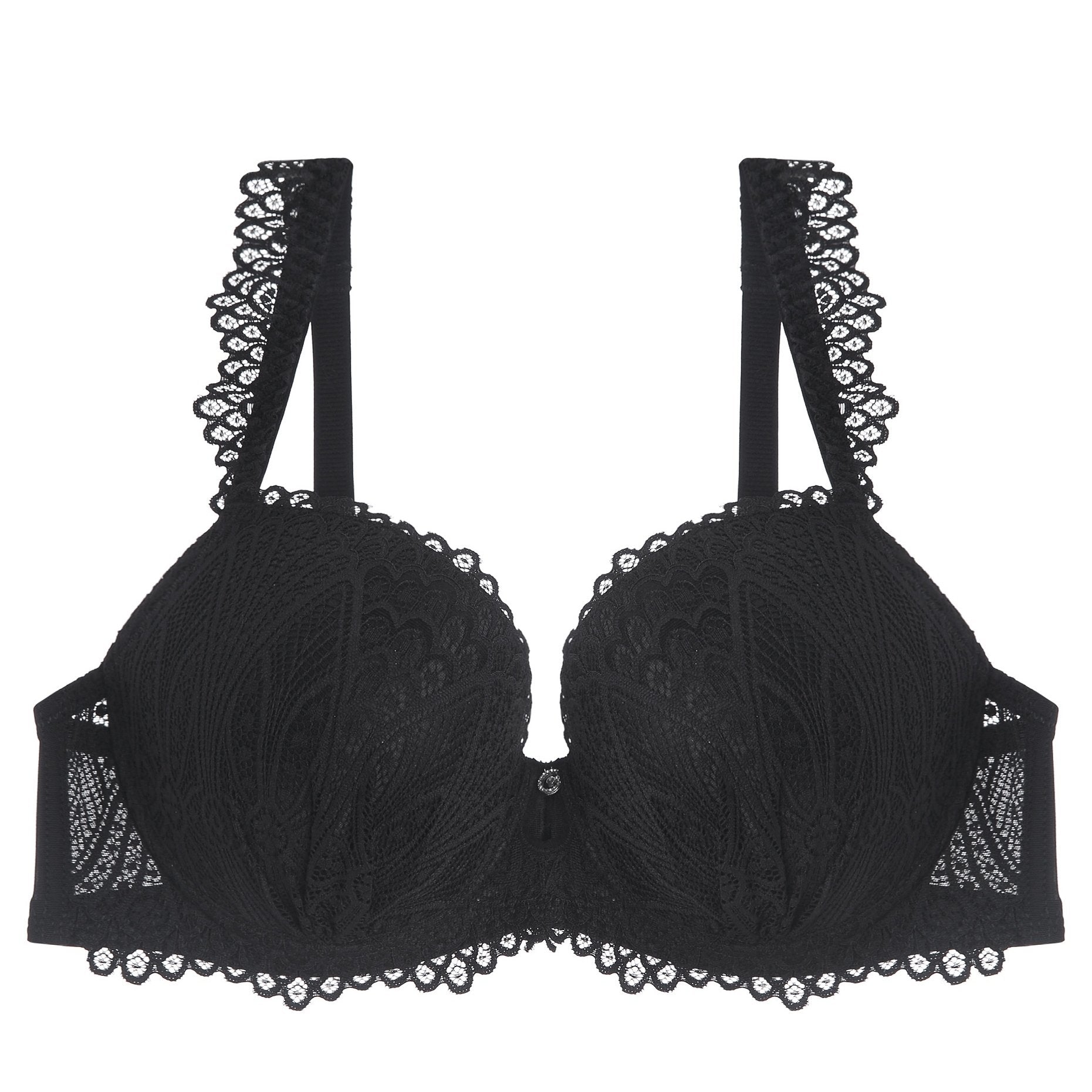 Floral Lace Scalloped Trim Molded Cup High Stretch Bralette