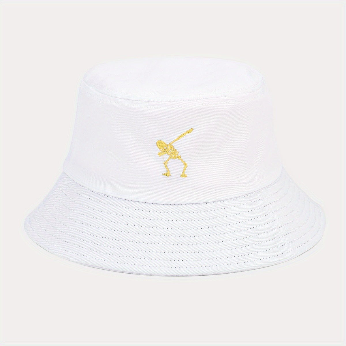 Punk Style Skull Skeleton Embroidered Street Dance Bucket Hat