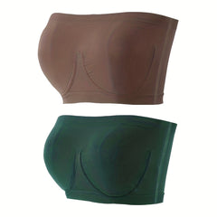 2 Pack Plus Size Sexy Tube Bra Set Comfort Wireless Stretchy Wrap Chest T shirt
