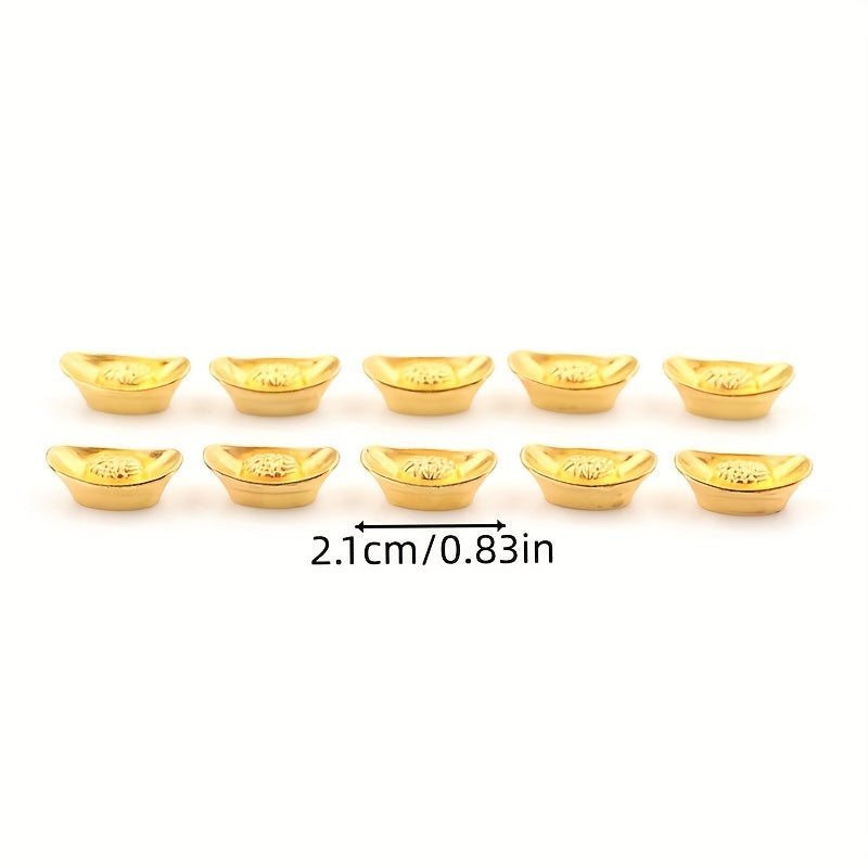 10pcs Chinese Golden Ingot Lucky Yuanbao Decor For Fortune