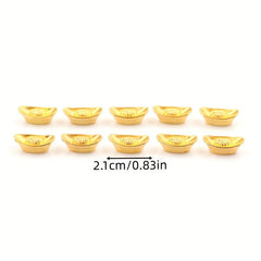 10pcs Chinese Golden Ingot Lucky Yuanbao Decor For Fortune