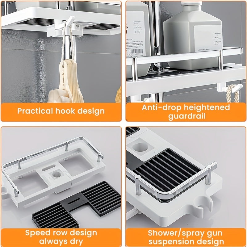 Shower Rack No Drilling Bathroom Storage Box Soap Shampoo Towel 21mm 25mm Rod