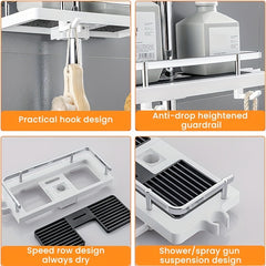Shower Rack No Drilling Bathroom Storage Box Soap Shampoo Towel 21mm 25mm Rod