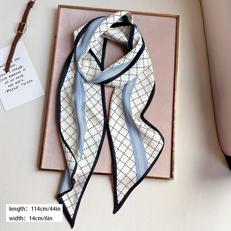 Dotted Stripe Skinny Scarf Plaid Print Neck Tie Scarf