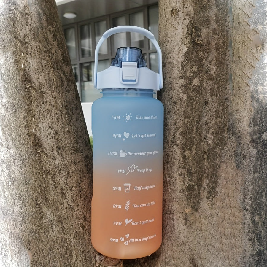 Gradient Sports Water Bottle with Time Scale Straw Cup