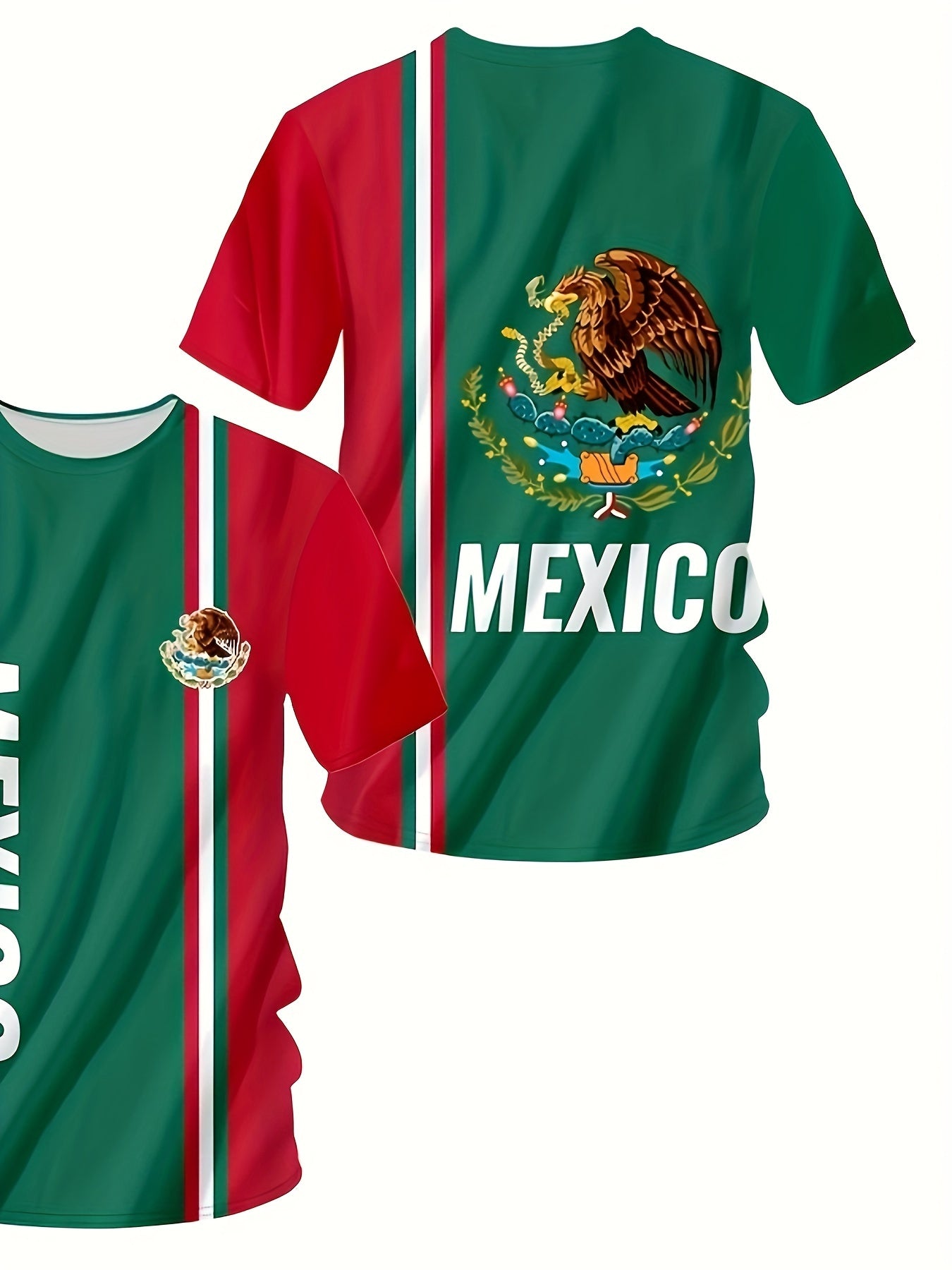 MEXICO Eagle Pattern Men's Block Short Sleeve Sports T shirt