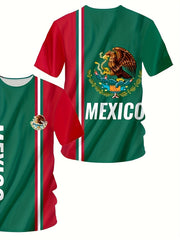 MEXICO Eagle Pattern Men's Block Short Sleeve Sports T shirt