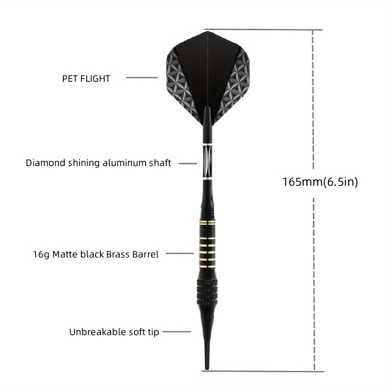 Soft Tips Dart Set 18g Plastic Head Dart Portable Box 6 Tips 6 O Rings 3 Wings