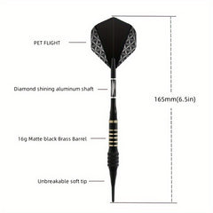 Soft Tips Dart Set 18g Plastic Head Dart Portable Box 6 Tips 6 O Rings 3 Wings