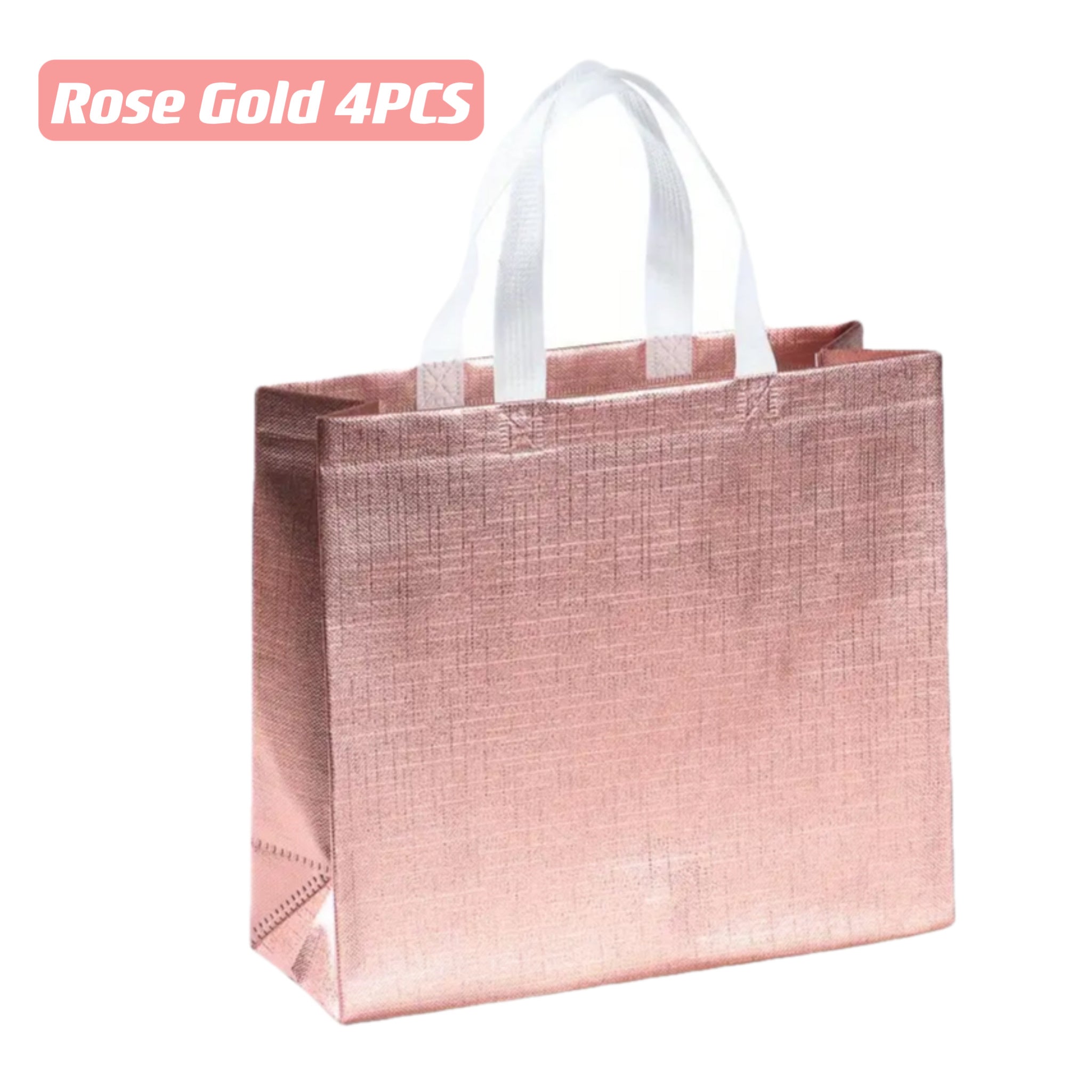 4pcs Glitter Golden Gift Bags Reusable Tote Bag Birthday Party