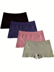 4pcs Mixed Boyshort Panties Low Waist Intimates Women's Lingerie