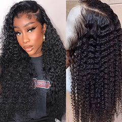 Deep Curly 13x4 Lace Front Human Hair Wig Preplucked with Baby Hair