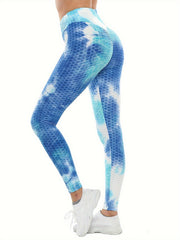Tie Dye Honeycomb Butt Lifting High Waist Leggings