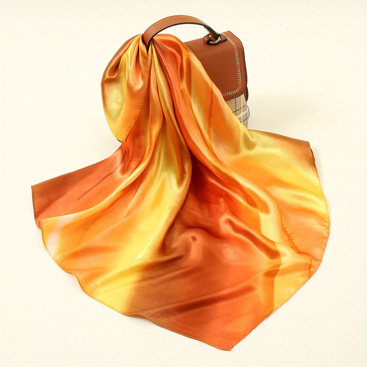 Colorful Square Scarf Gradient Tie Dye Satin Silk Shawl Neckerchief
