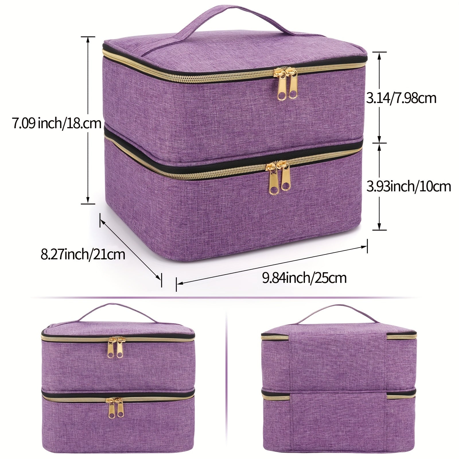 Travel Makeup Bag Double Layer Cosmetic Nail Polish & Essential Oil Storage