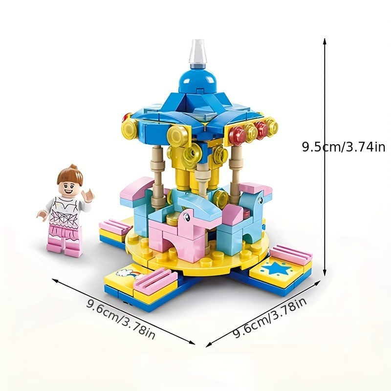 City Garden Carousel Mini Street View Fairy Tale Tree House Building Block Set