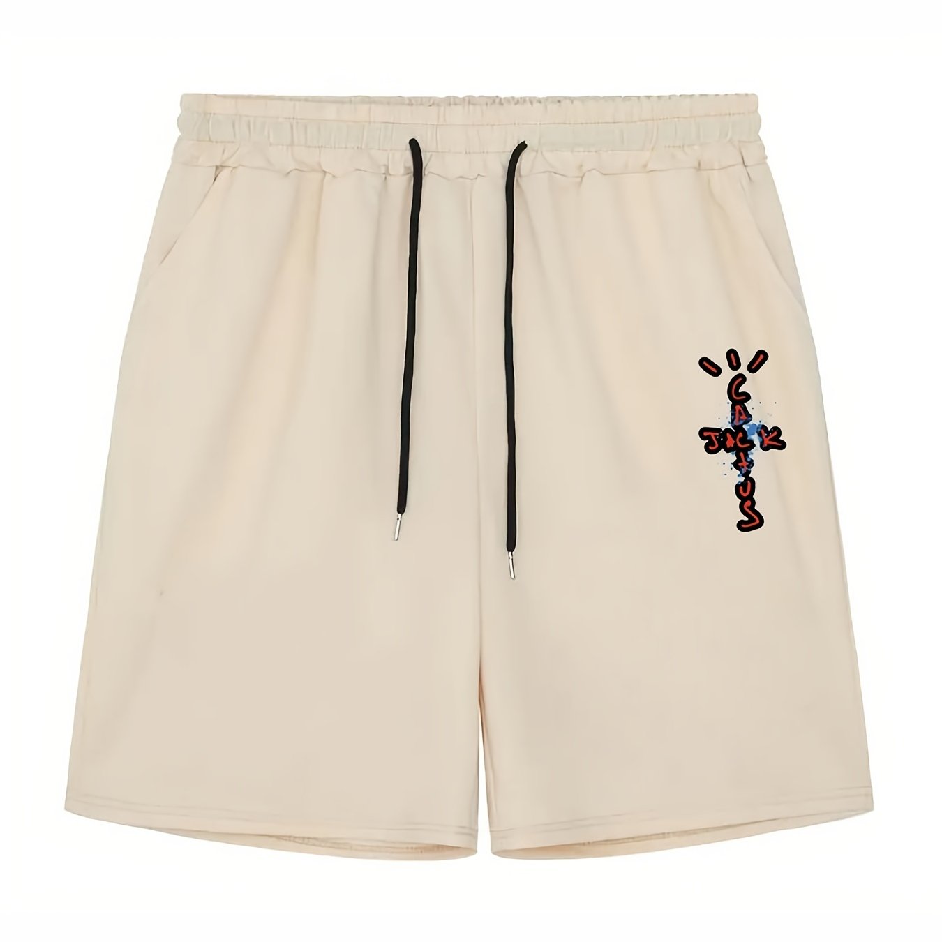 Men's Cross Print Casual Shorts Elastic Waist Gym Pants